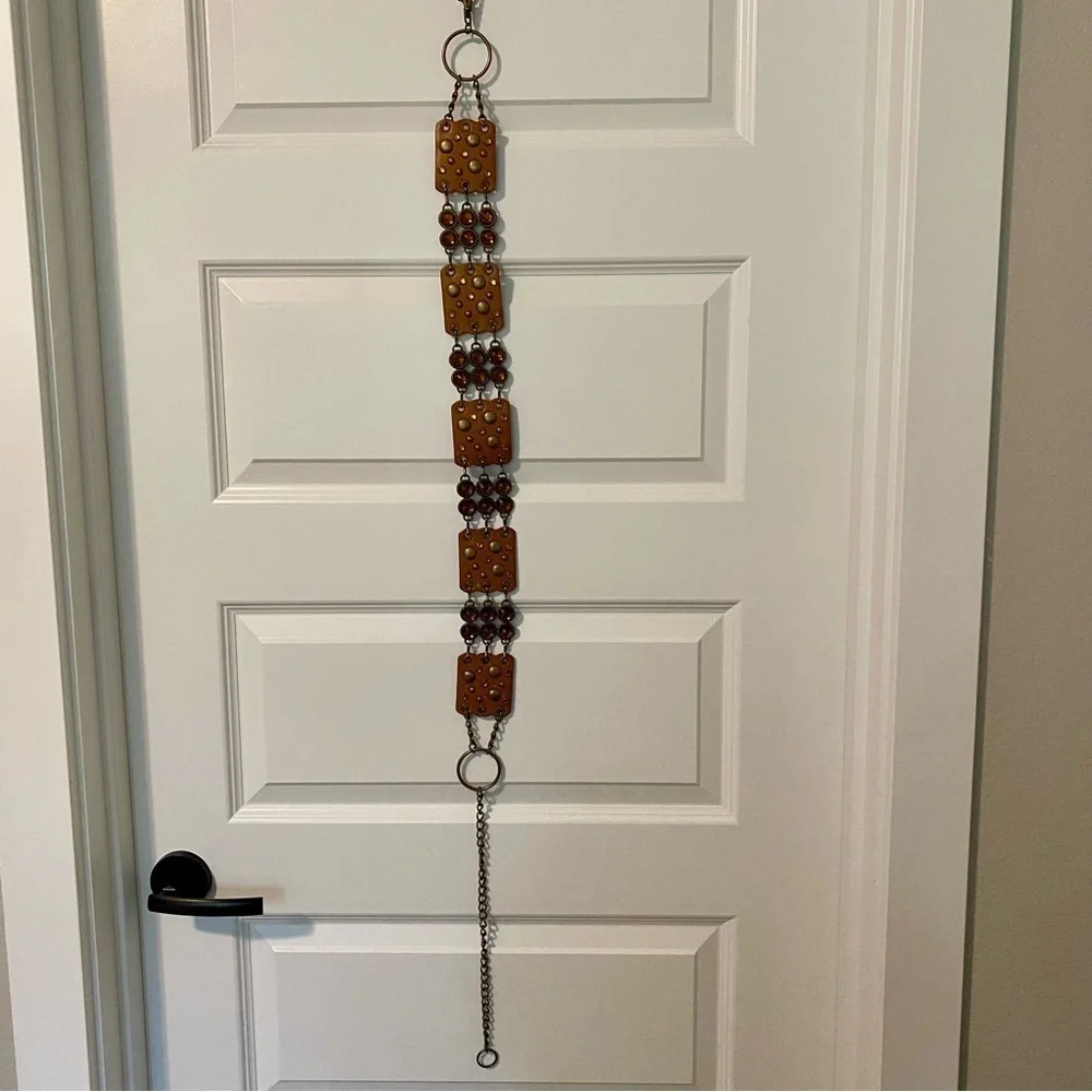 Moving Sale Brown and Brass Studded Slouchy Chain Belt